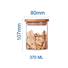 Transparent glass candy jar wide mouth glass jar with bamboo lid BJ-418A